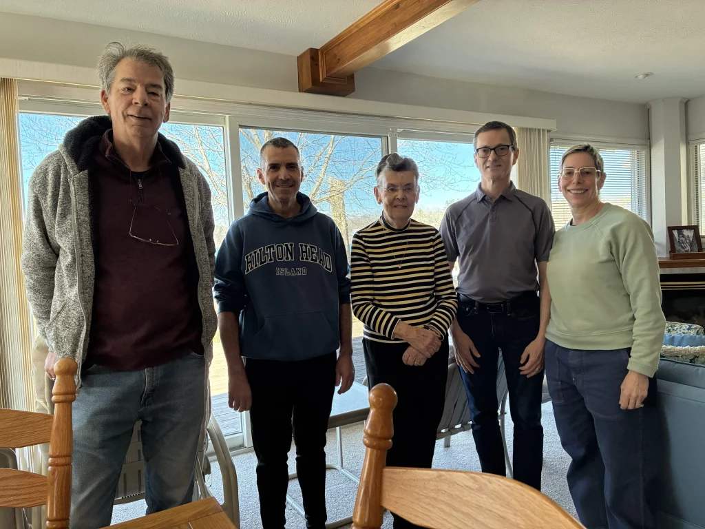 tom lacy, scot moore, marilyn moore, shawn marsh, lynne lasser at jack moore lake house in three rivers mich